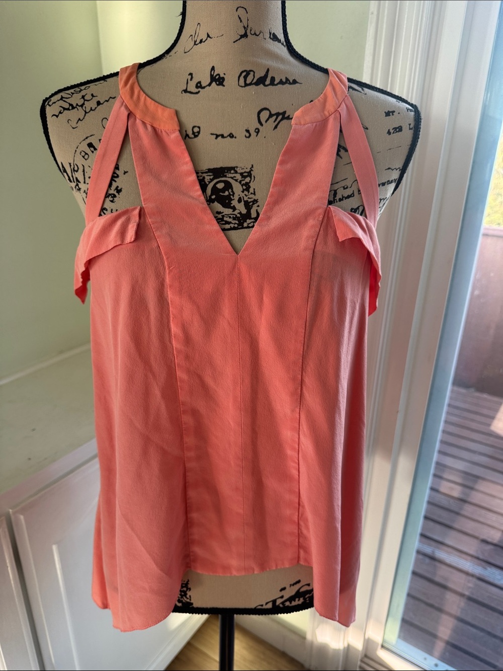 BCBGMaxAzria Coral Pink V-Neck Cold-Shoulder Camisole